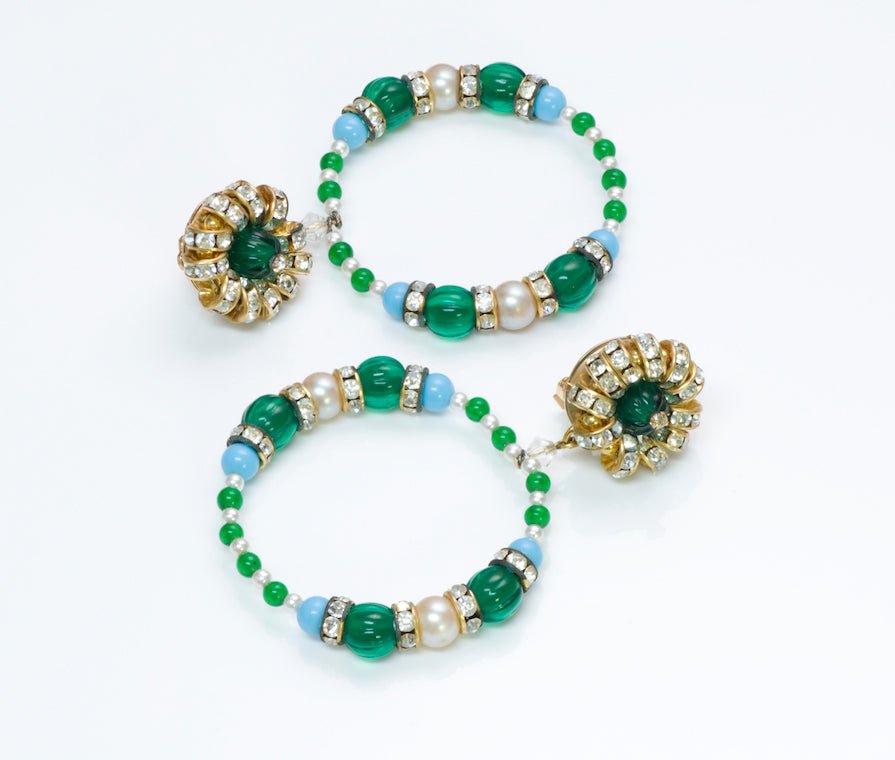 Kenneth Jay Lane Crystal Pearl Hoop Earrings