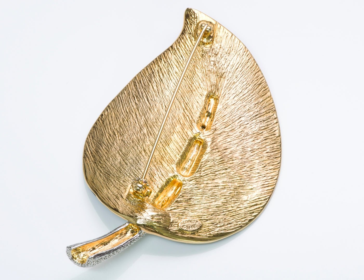 Kenneth Jay Lane Enamel Crystal Leaf Brooch