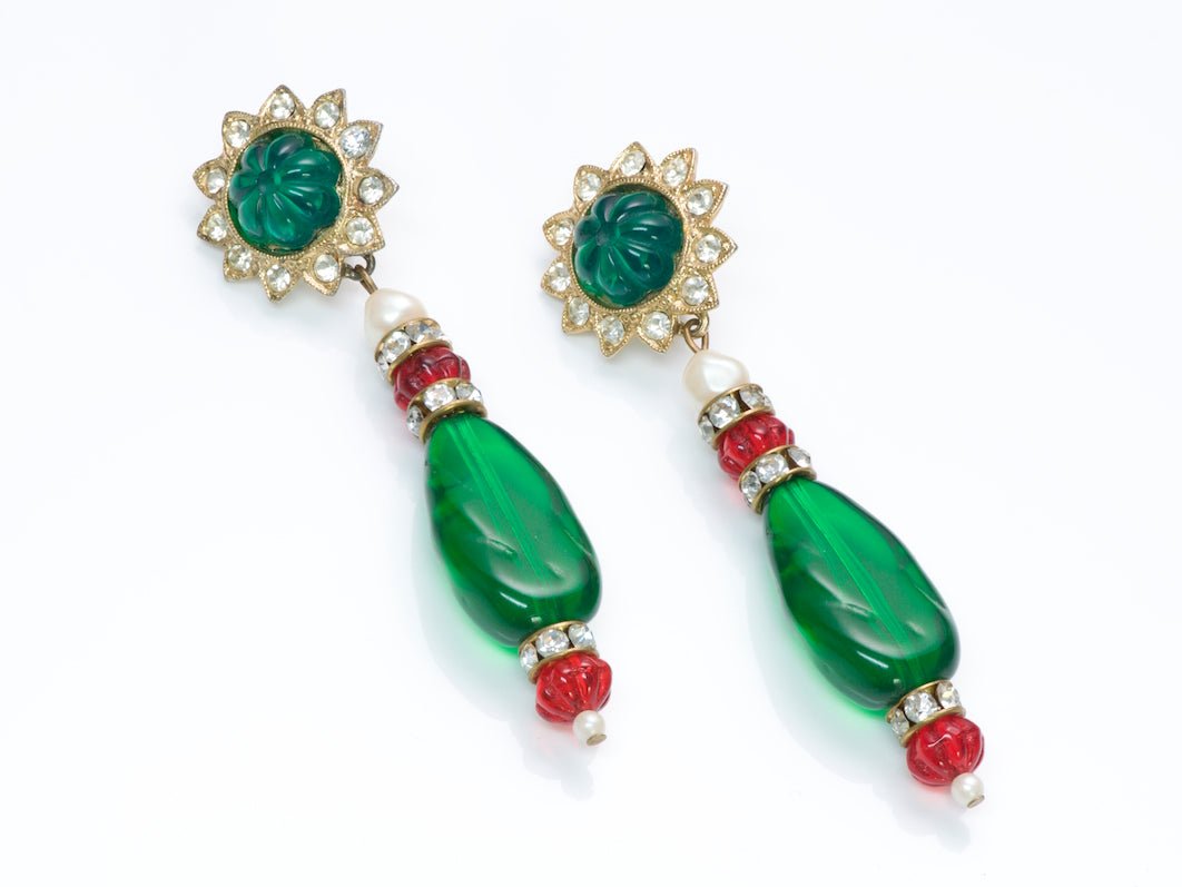 Kenneth Jay Lane Faux Emerald Crystal Earrings