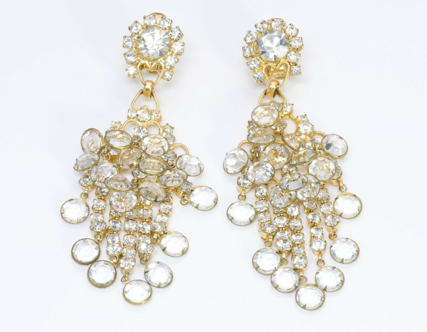 Kenneth Jay Lane KJL 1960’s Crystal Chandelier Earrings