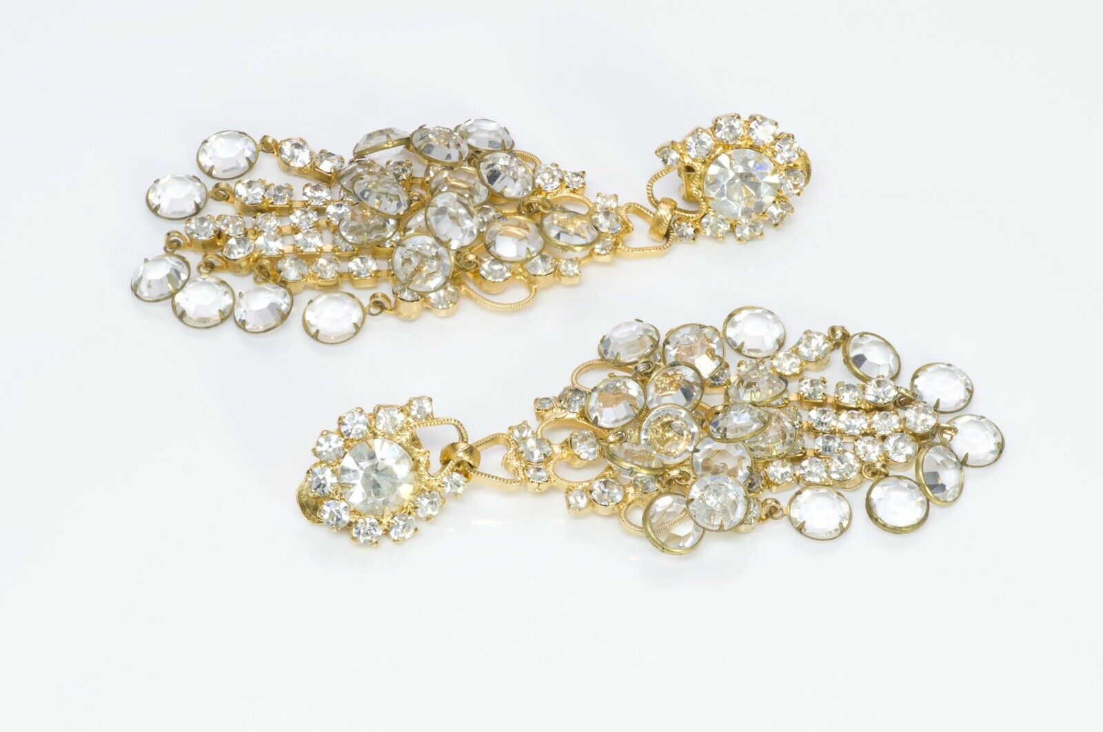 Kenneth Jay Lane KJL 1960’s Crystal Chandelier Earrings