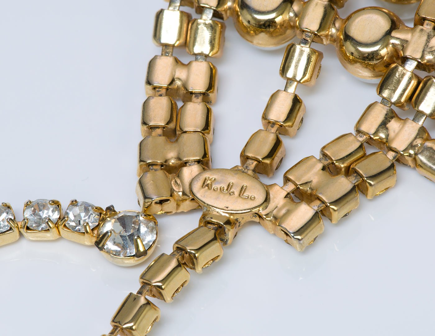 Kenneth Jay Lane KJL Crystal Pearl Choker Necklace