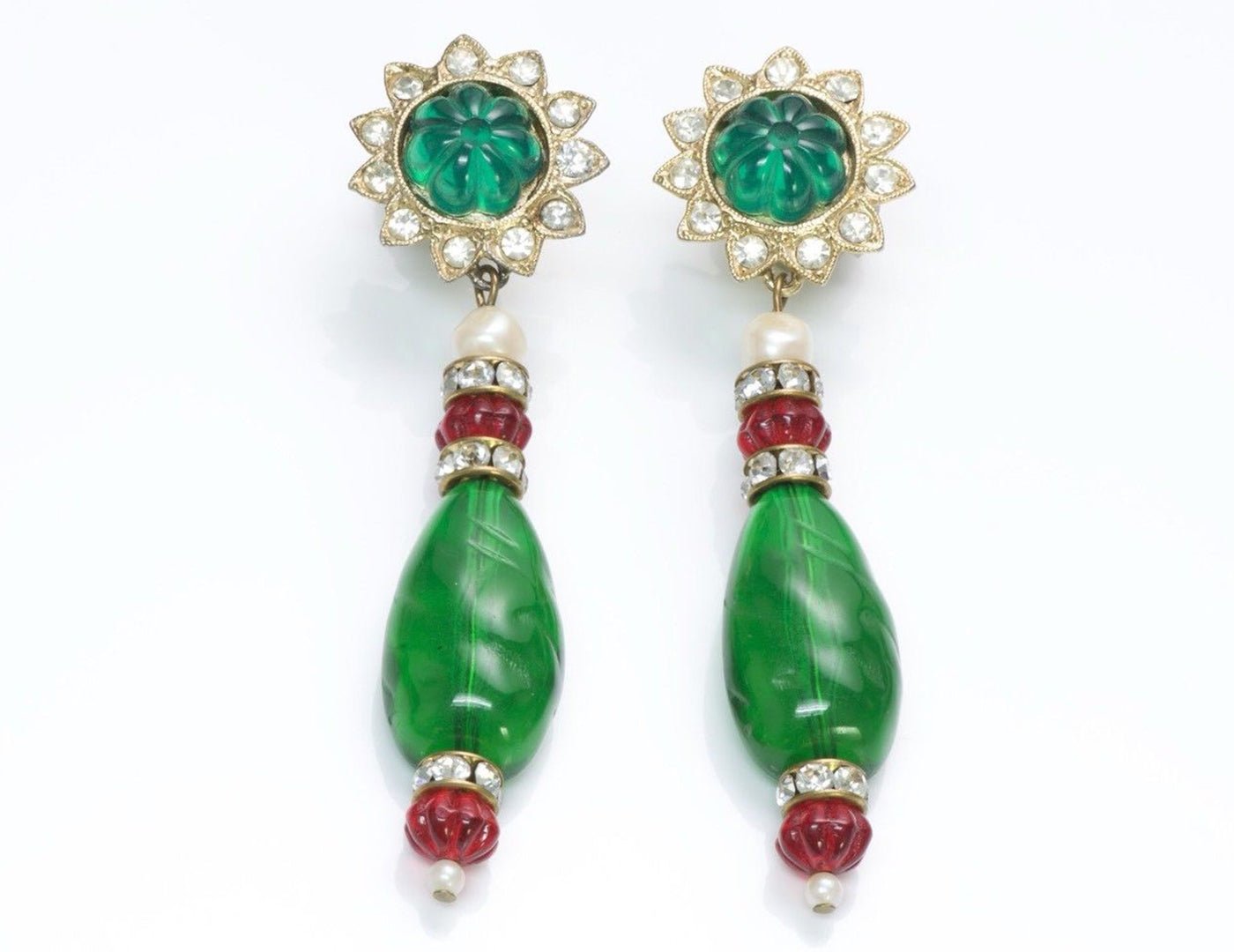 Kenneth Jay Lane KJL Faux Emerald Crystal Earrings