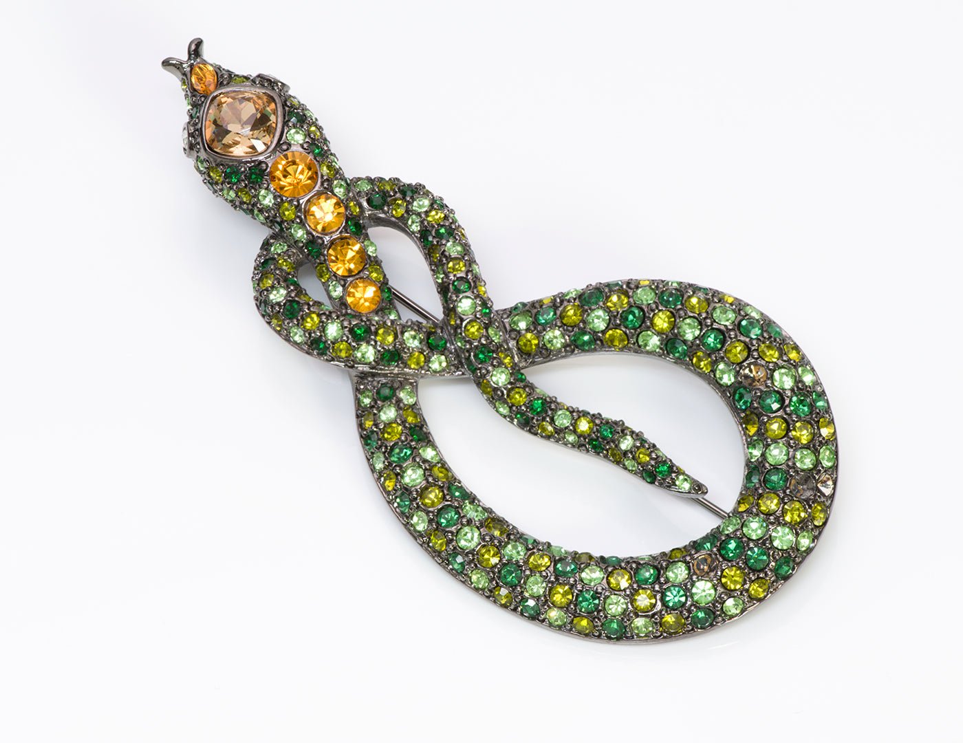 Kenneth Jay Lane KJL Green Crystal Snake Brooch