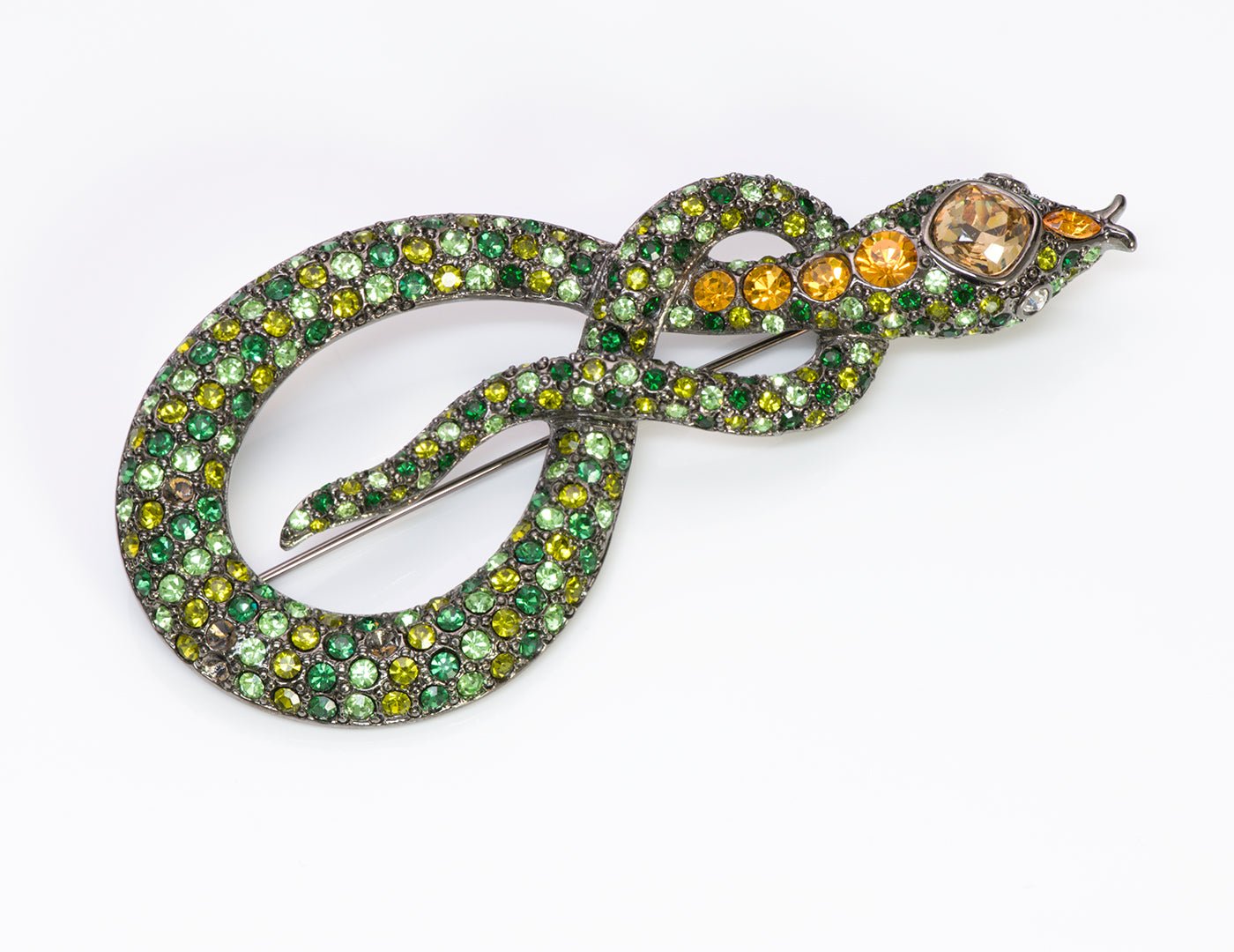 Kenneth Jay Lane KJL Green Crystal Snake Brooch
