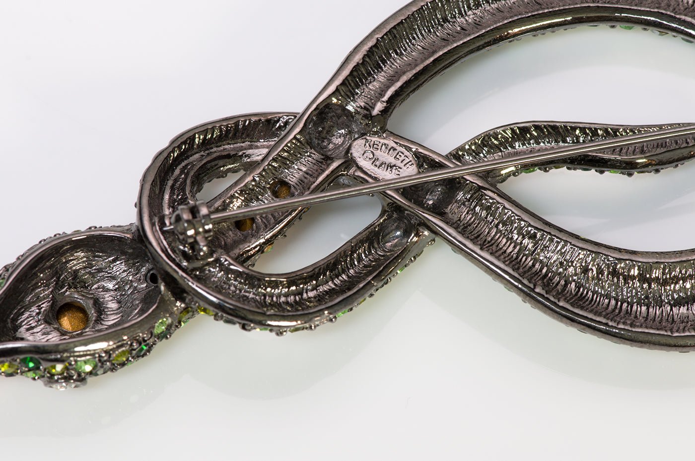 Kenneth Jay Lane KJL Green Crystal Snake Brooch