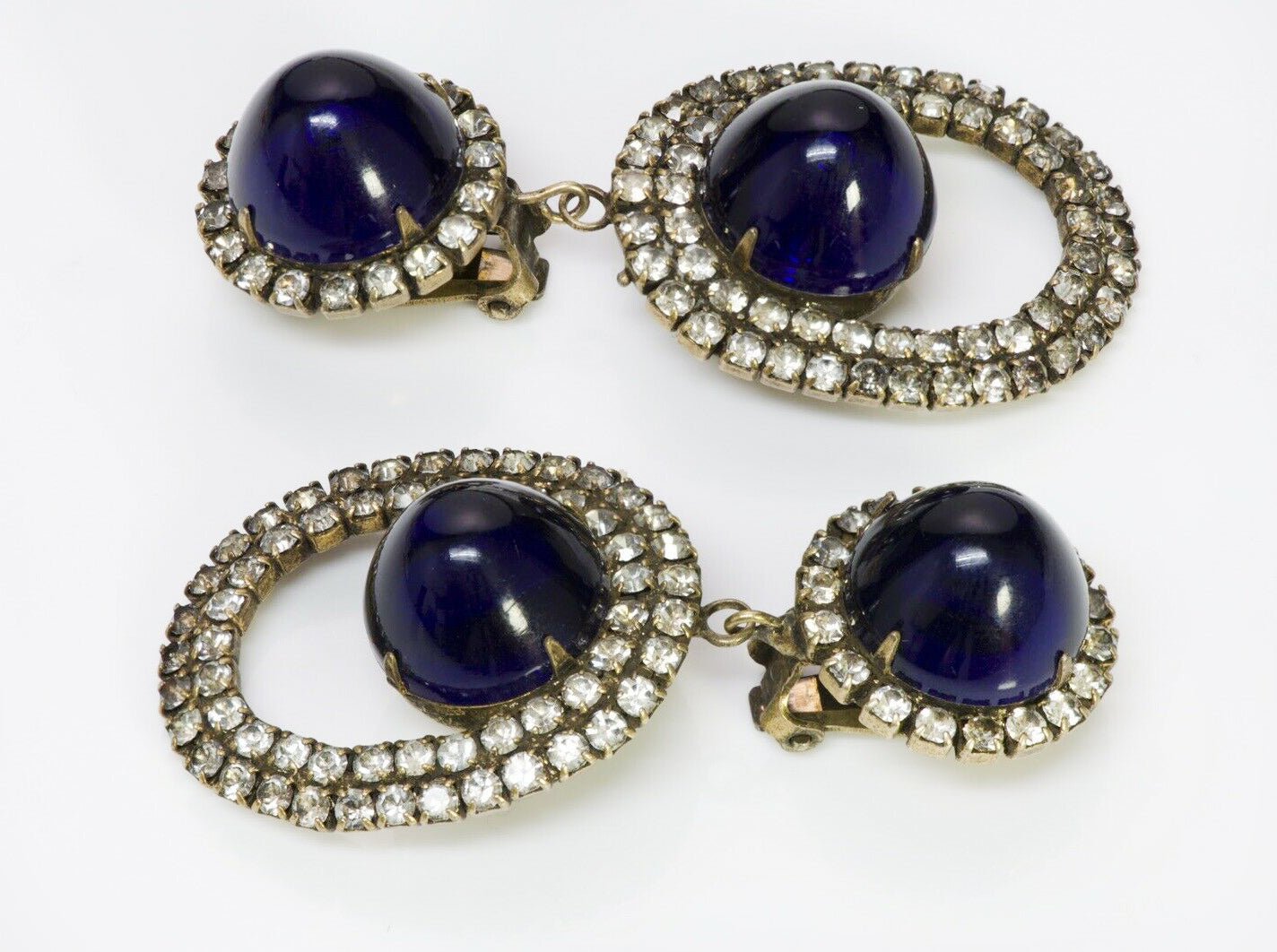 Kenneth Jay Lane KJL Vintage 1960’s Blue Crystal Earrings