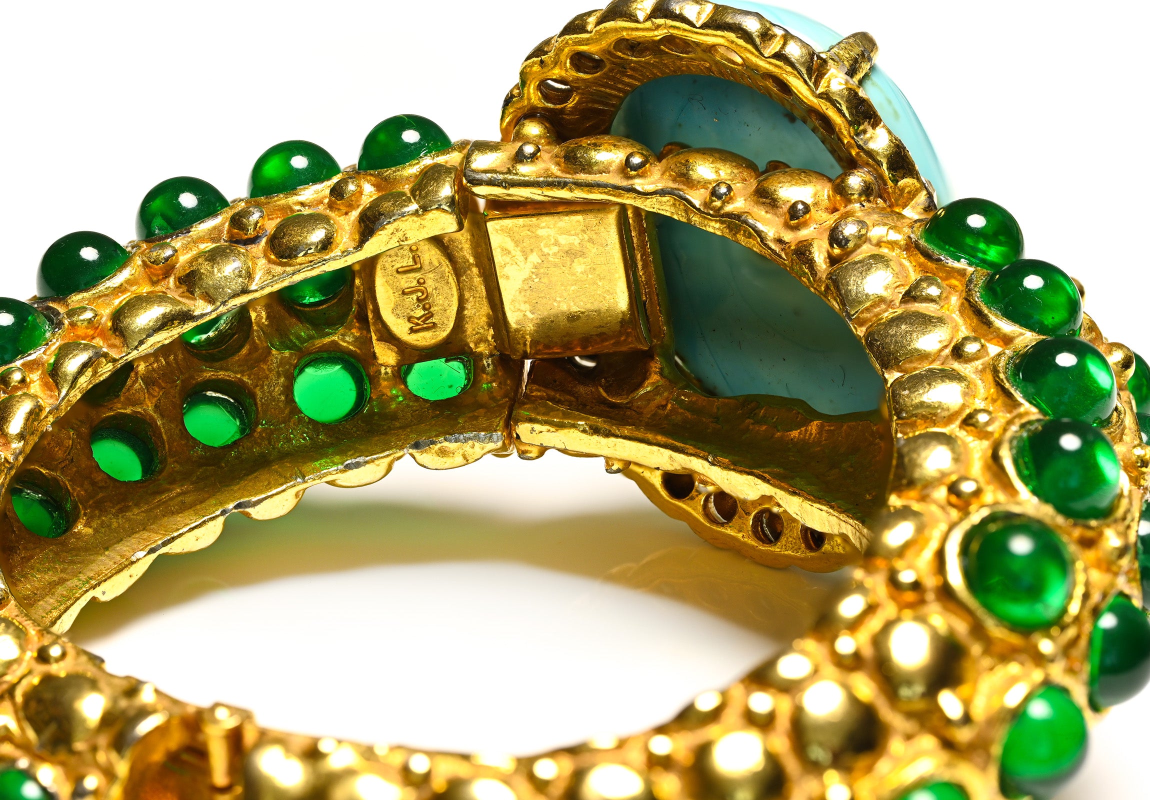 Kenneth Jay Lane Mughal Style Blue Green Glass Bracelet