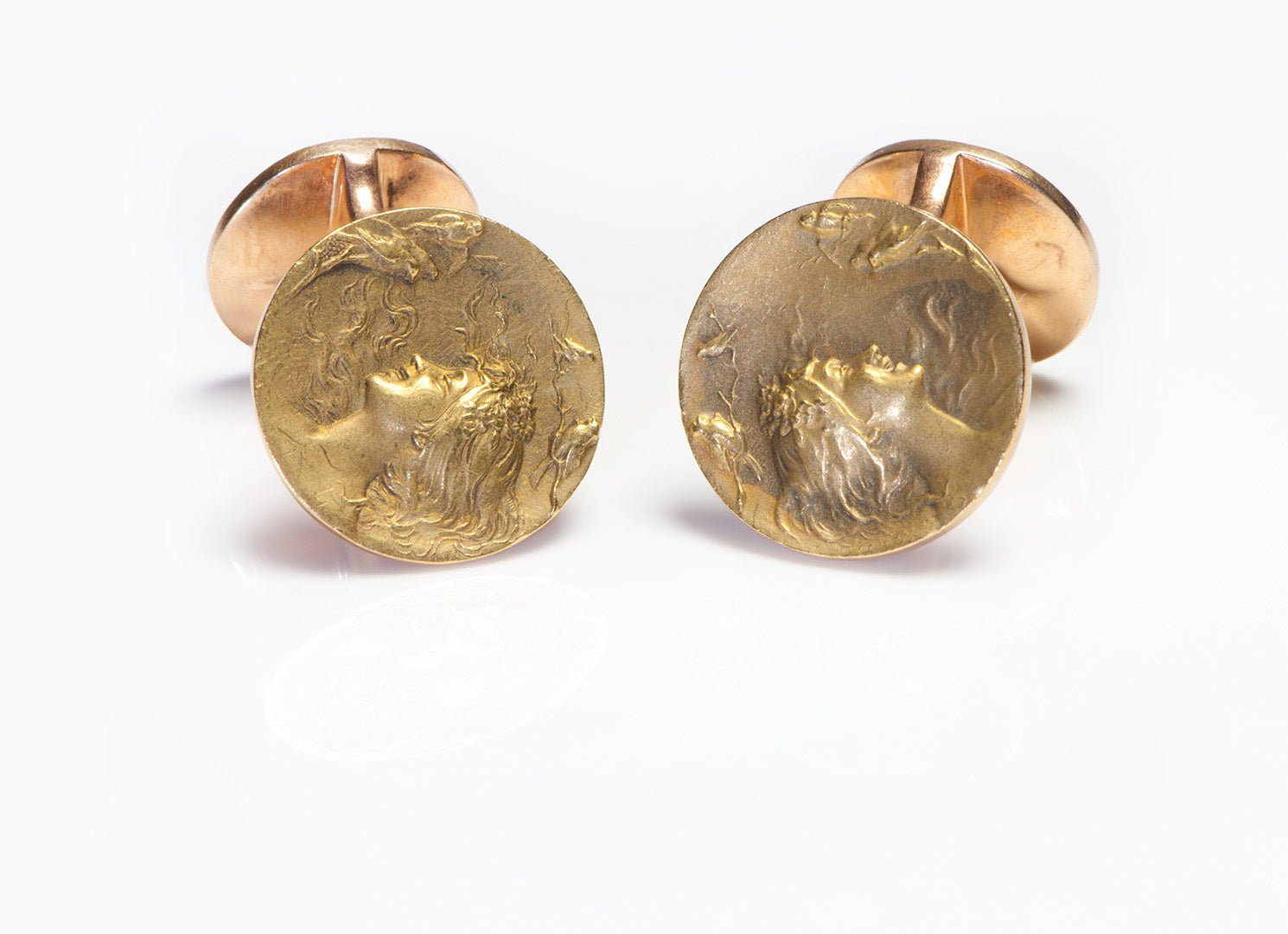 Krementz Art Nouveau Gold Cufflinks