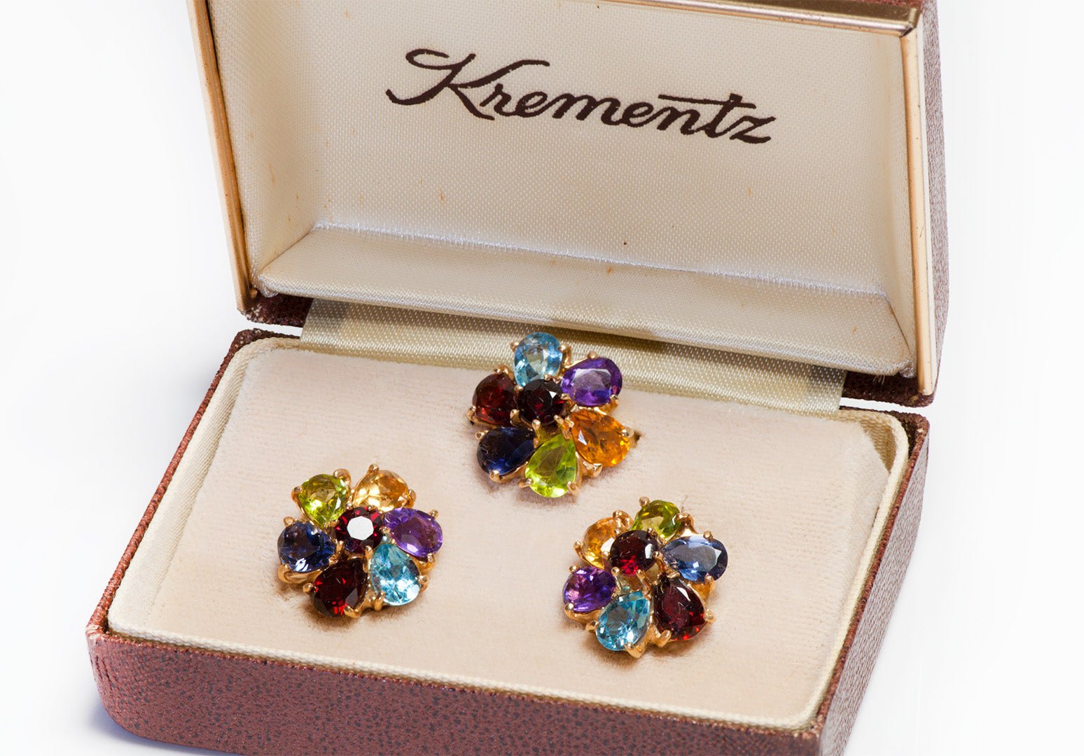 Krementz Gold Semiprecious Stones Earrings and Ring