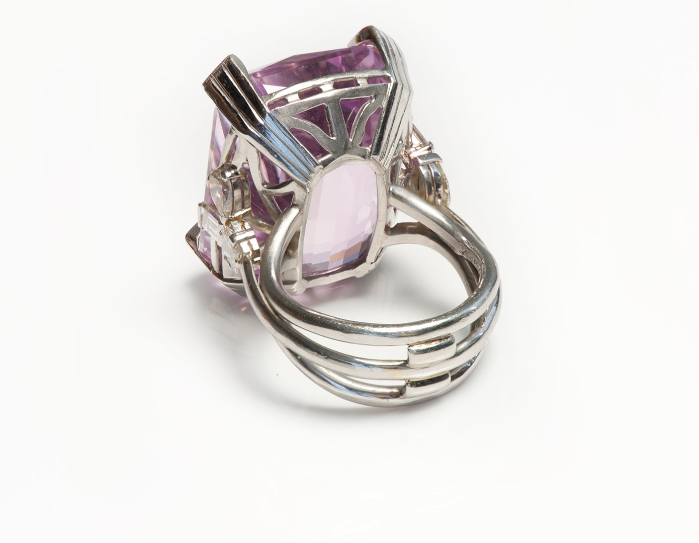 Kunzite Platinum Diamond Ring