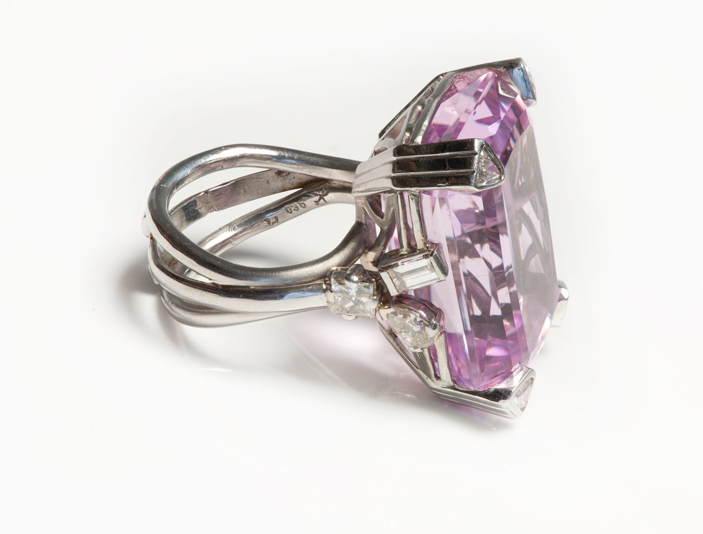 Kunzite Platinum Diamond Ring