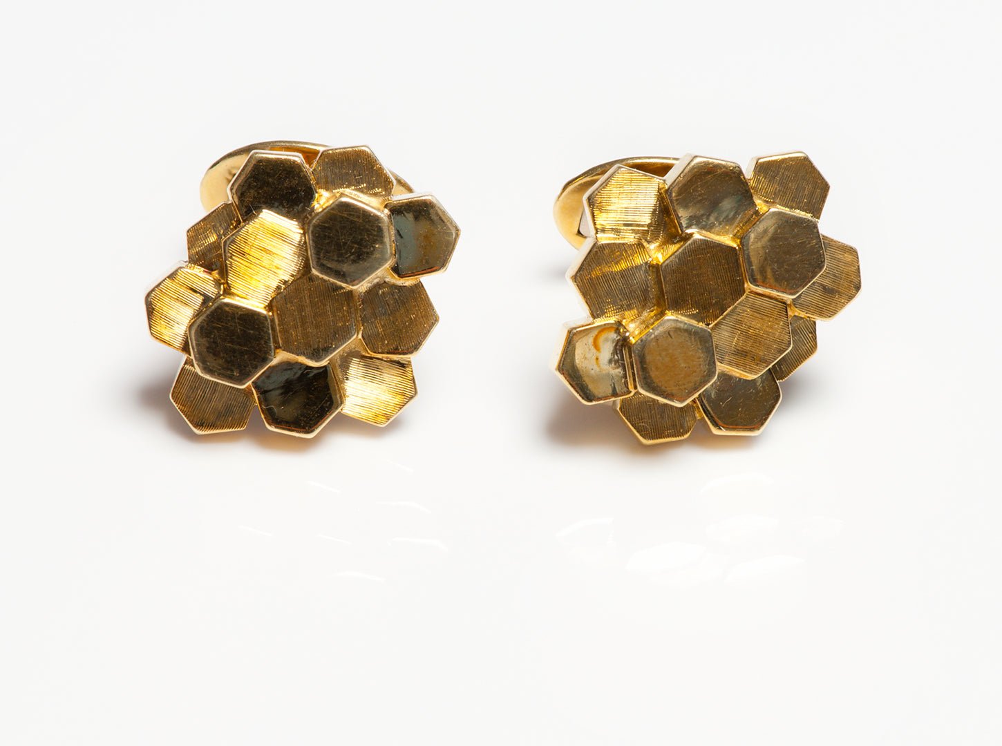 Kurt Wayne 18K Yellow Gold Honeycomb Cufflinks