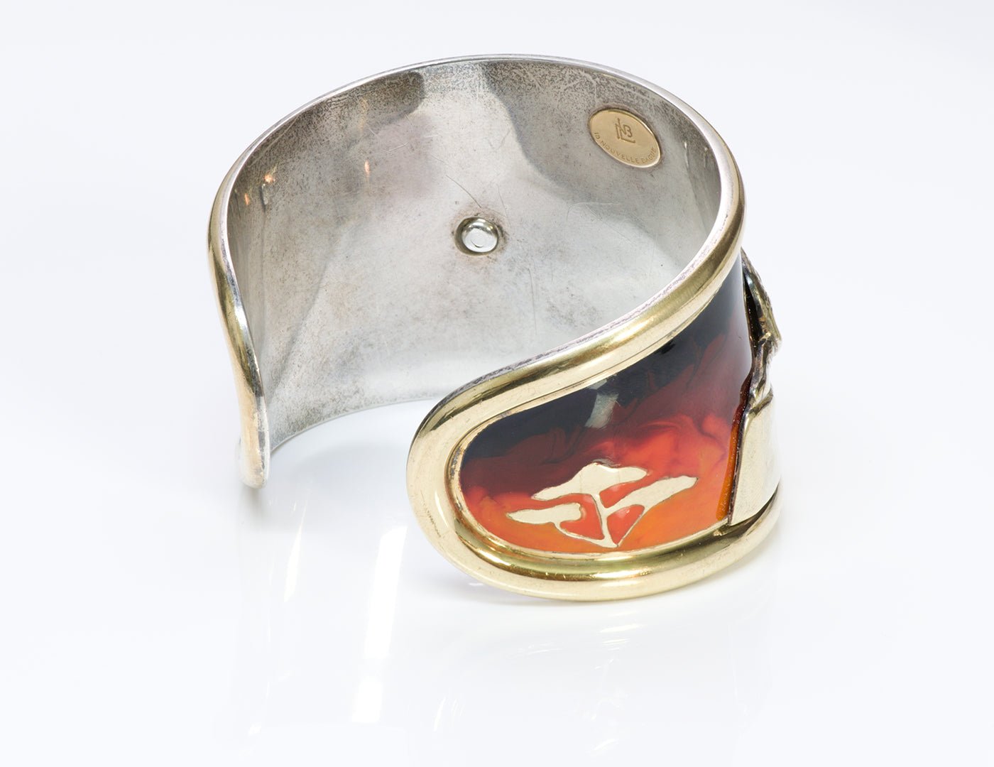La Nouvelle Bague 18K Gold Sterling Enamel Leopard Cuff Bracelet