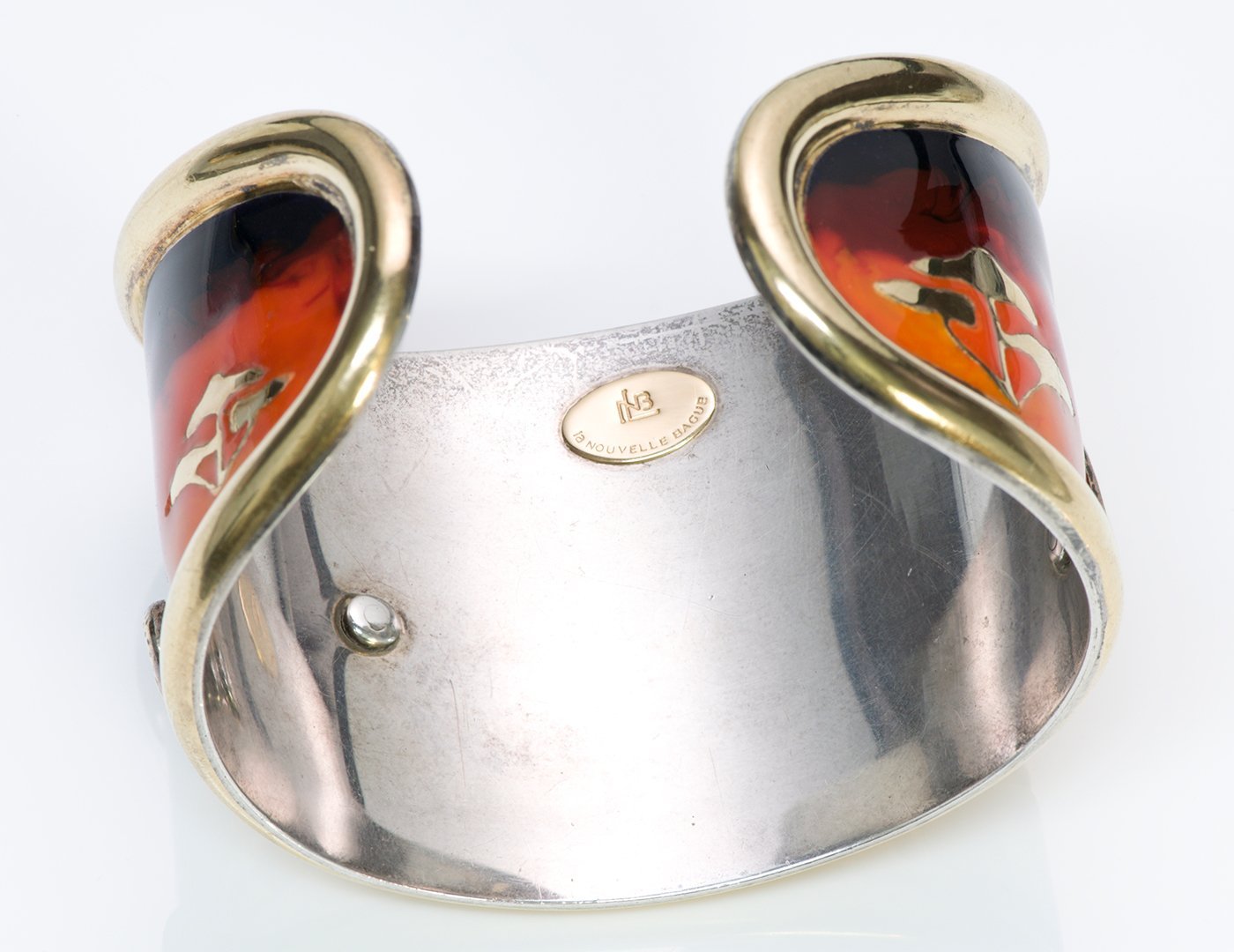 La Nouvelle Bague 18K Gold Sterling Enamel Leopard Cuff Bracelet