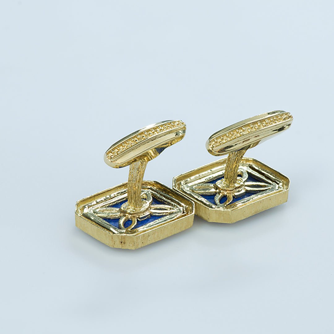 La Triomphe Gold Lapis Cufflinks