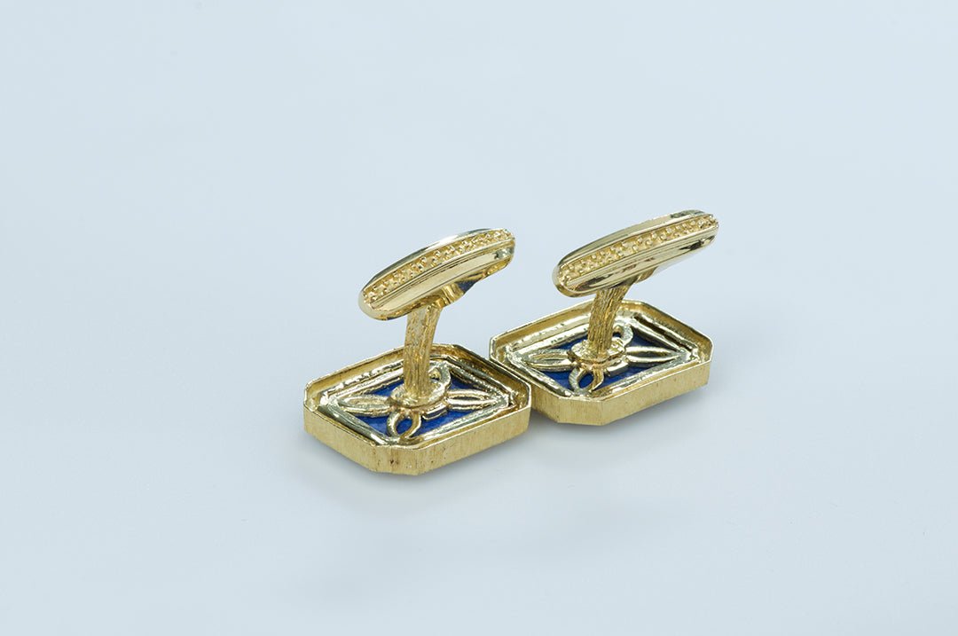 La Triomphe Gold Lapis Cufflinks