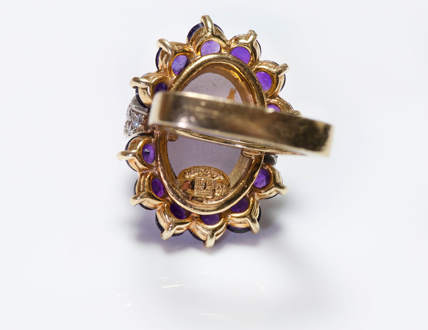 La Triomphe Purple Jade Amethyst Diamond 18K Gold Ring