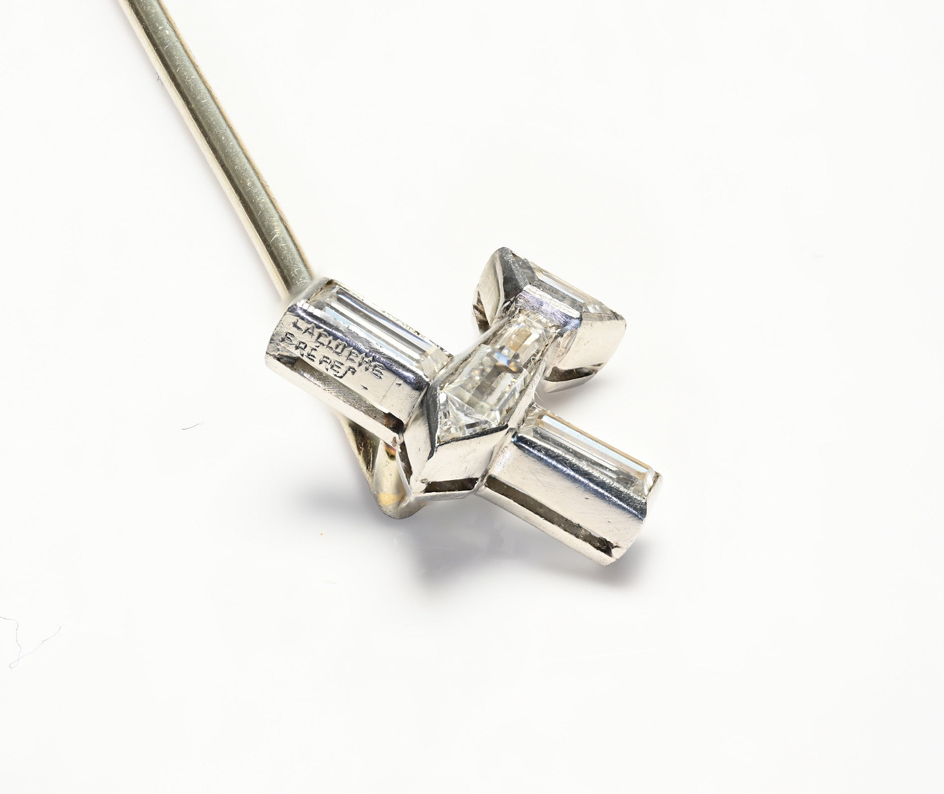 Lacloche Frères Platinum Fancy Diamond Airplane Stick Pin