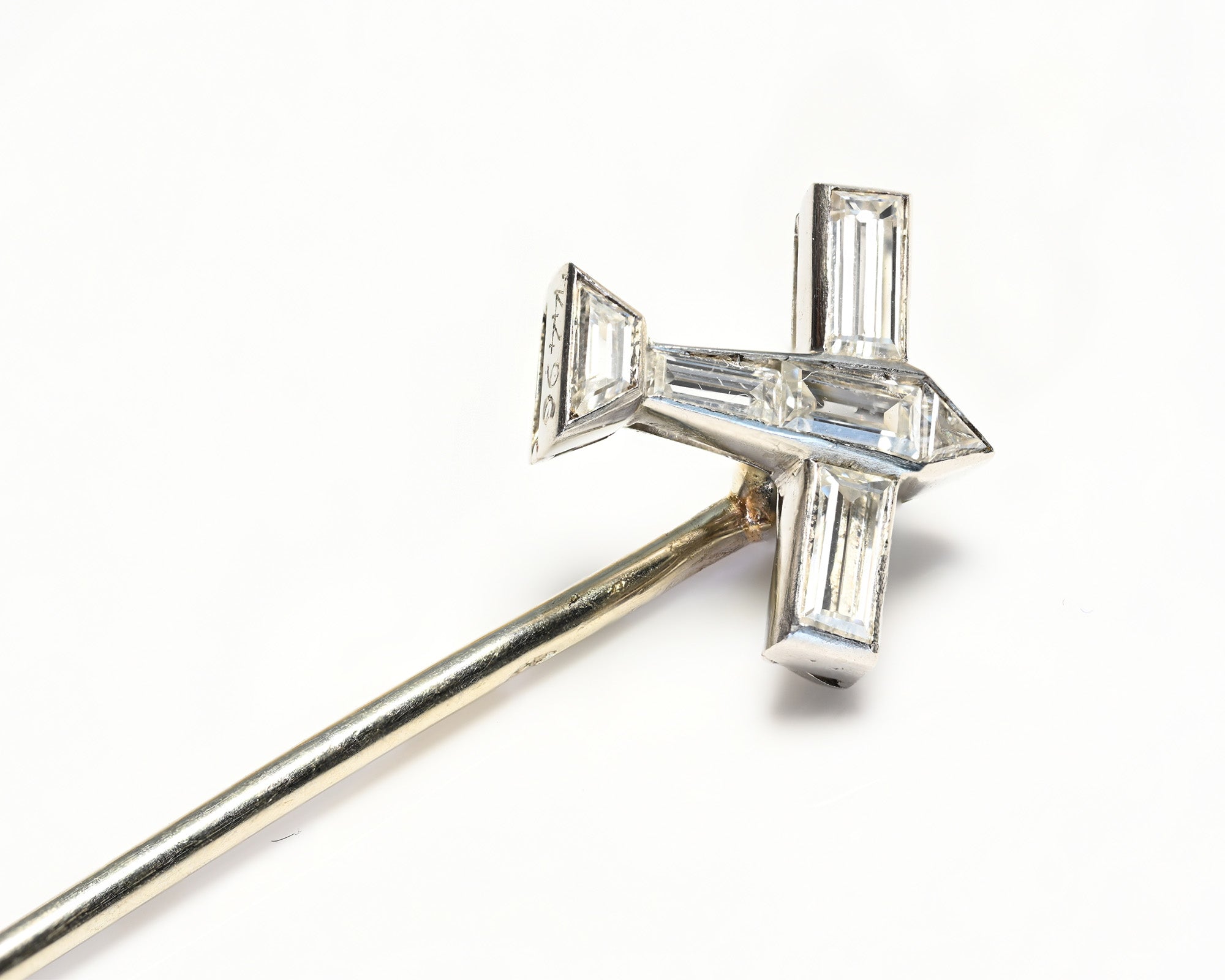 Lacloche Frères Platinum Fancy Diamond Airplane Stick Pin