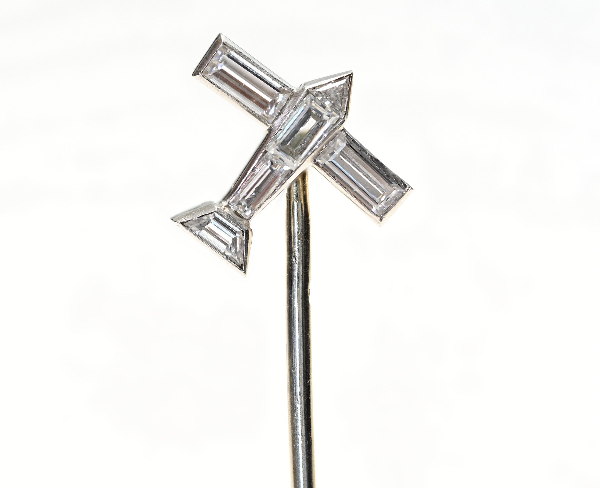 Lacloche Frères Platinum Fancy Diamond Airplane Stick Pin