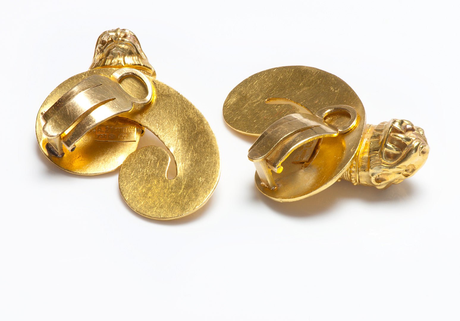 Lalaounis 22K Yellow Gold Chimera Lion Dragon Earrings
