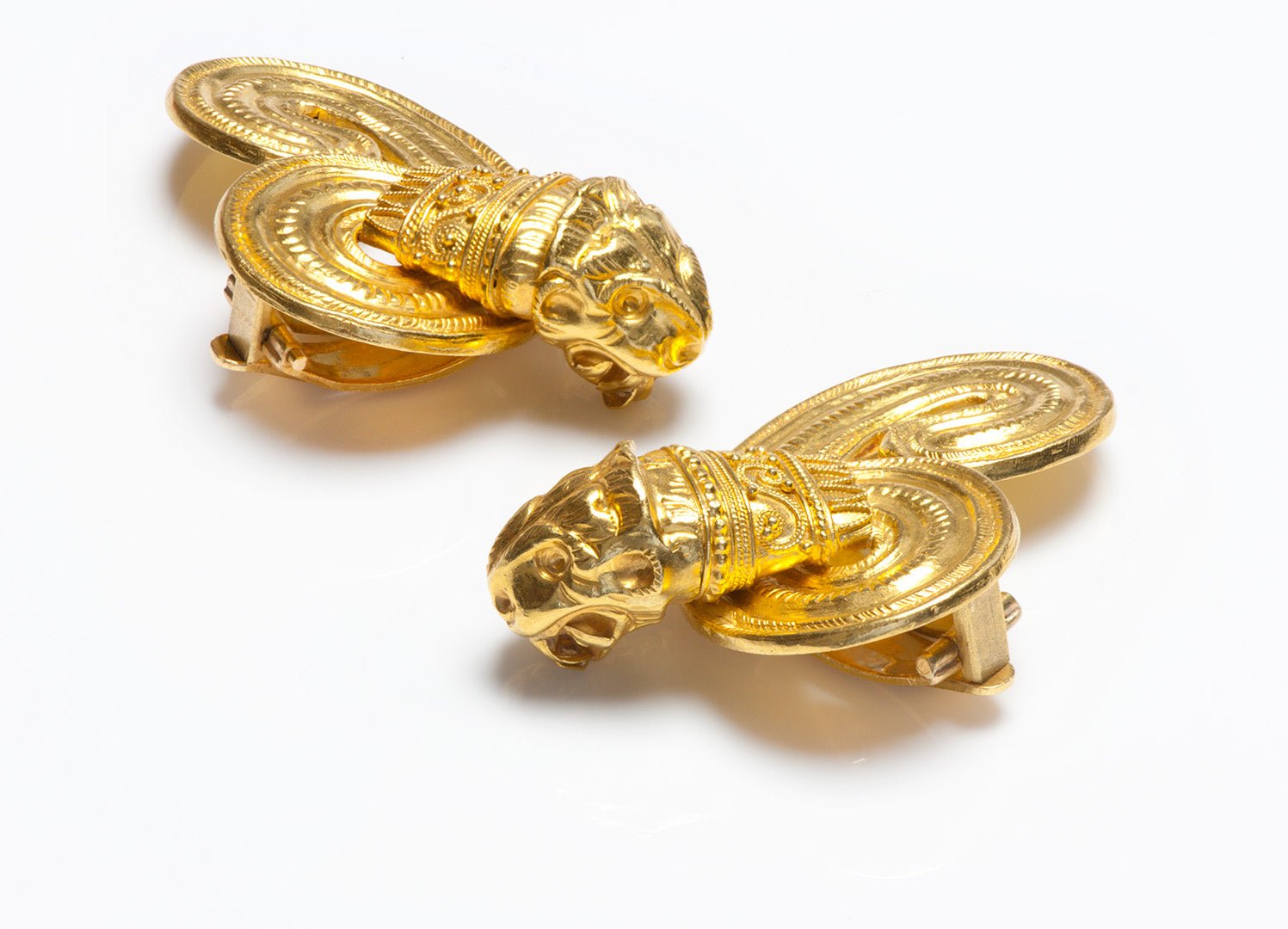 Lalaounis 22K Yellow Gold Chimera Lion Dragon Earrings