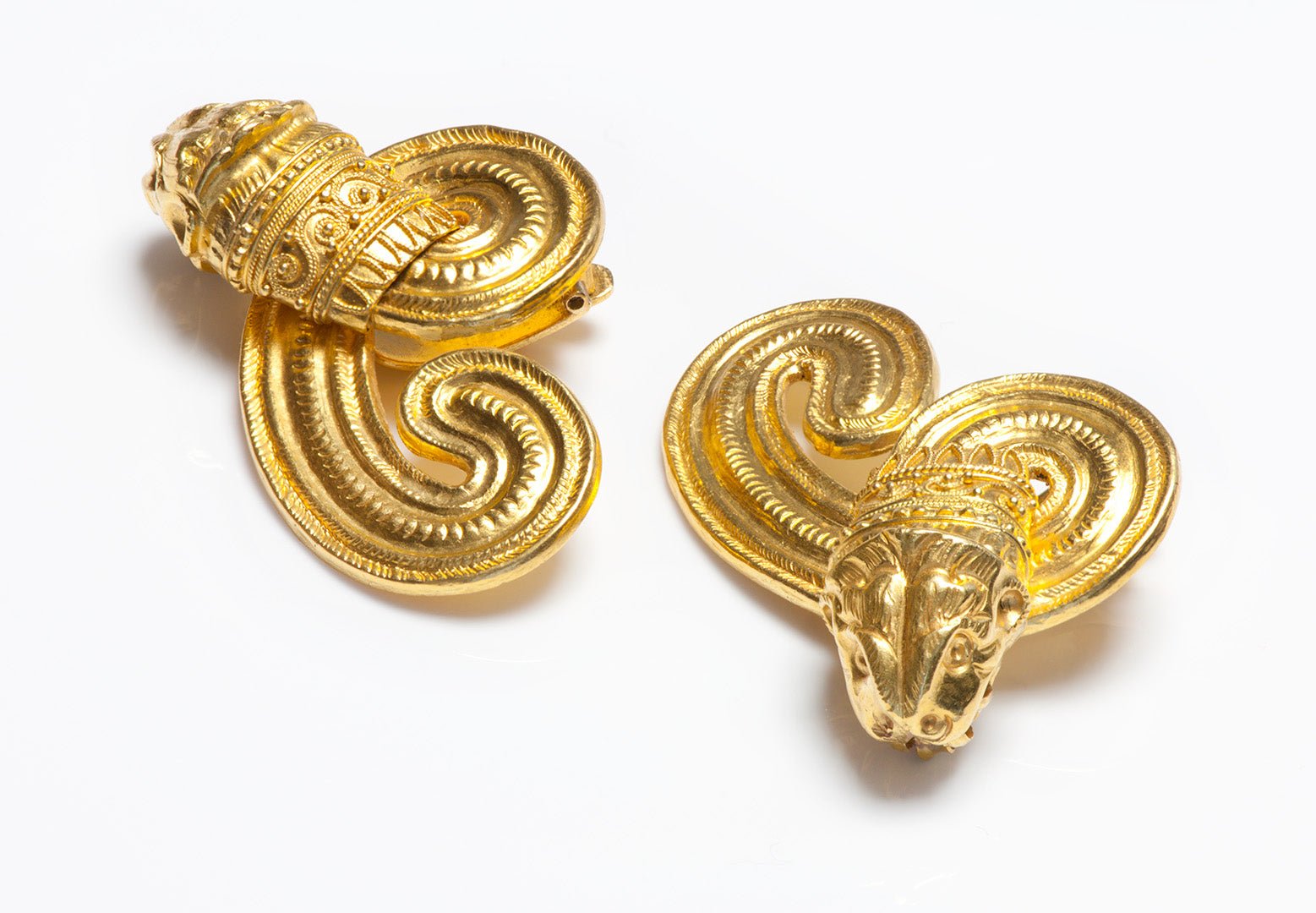 Lalaounis 22K Yellow Gold Chimera Lion Dragon Earrings
