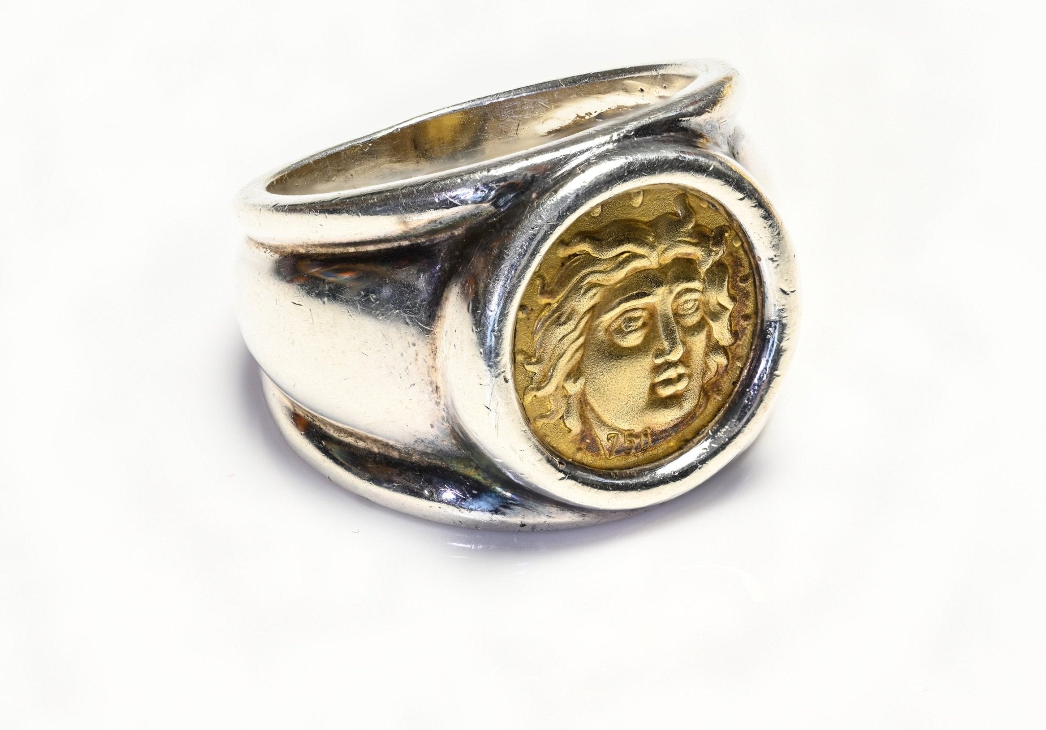 Lalaounis Silver Gold Coin Ring