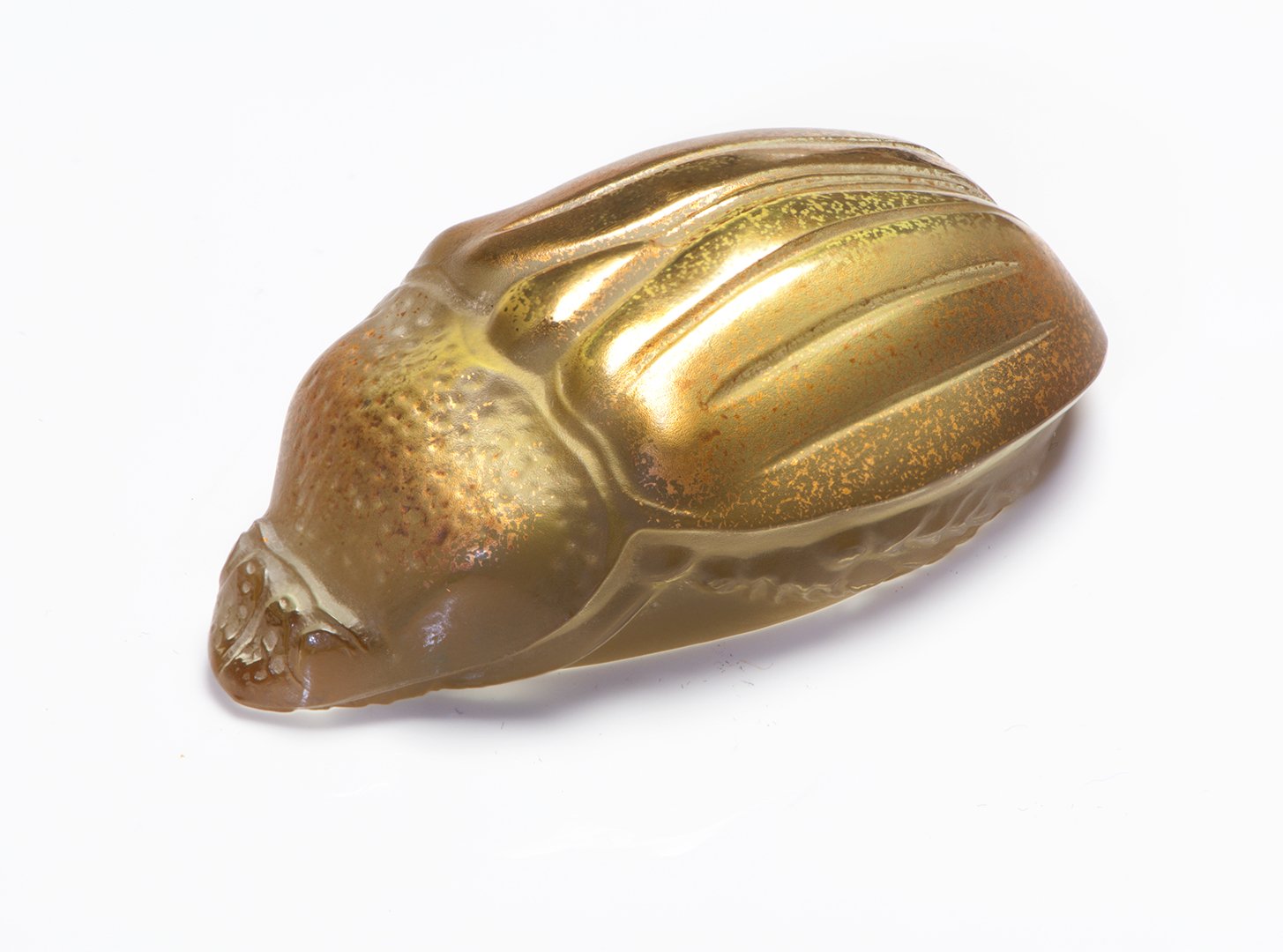 Lalique France Art Glass Beetle Scarabee Meloe Champagne