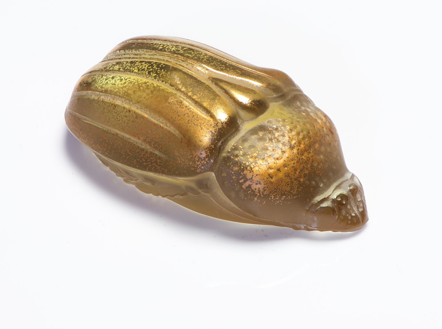 Lalique France Art Glass Beetle Scarabee Meloe Champagne