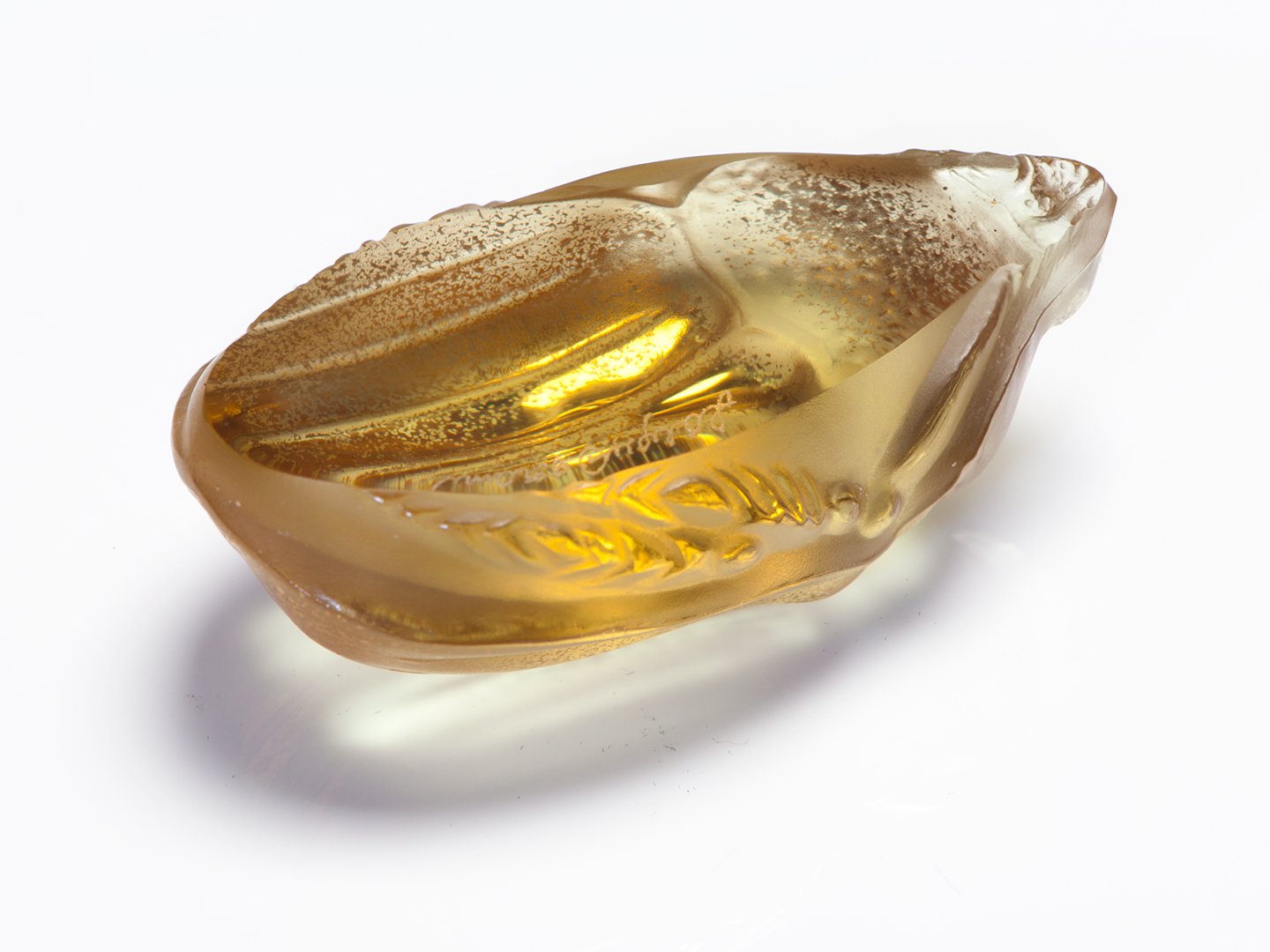 Lalique France Art Glass Beetle Scarabee Meloe Champagne