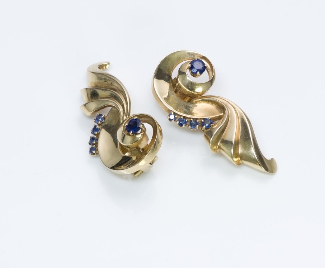 Lambert Brothers Gold Sapphire Earrings