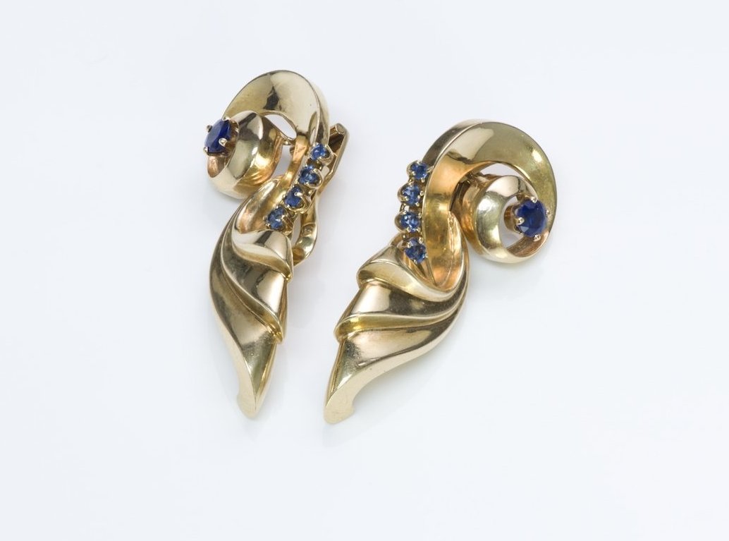Lambert Brothers Gold Sapphire Earrings
