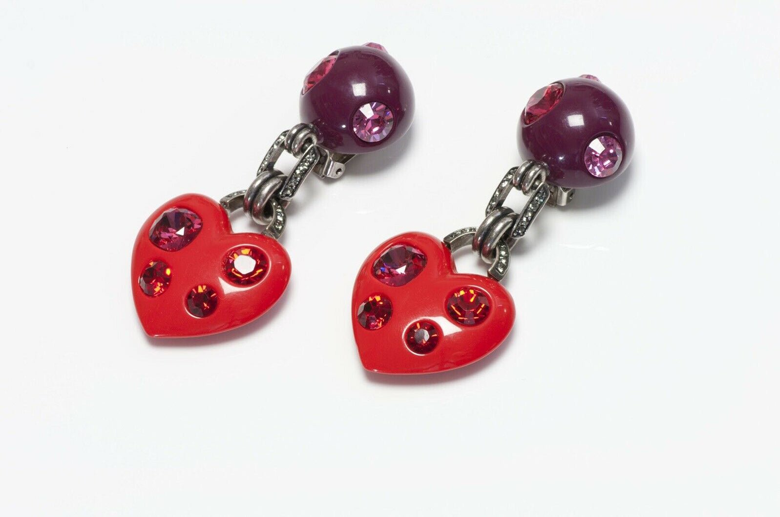 LANVIN Paris Crystal Heart Earrings
