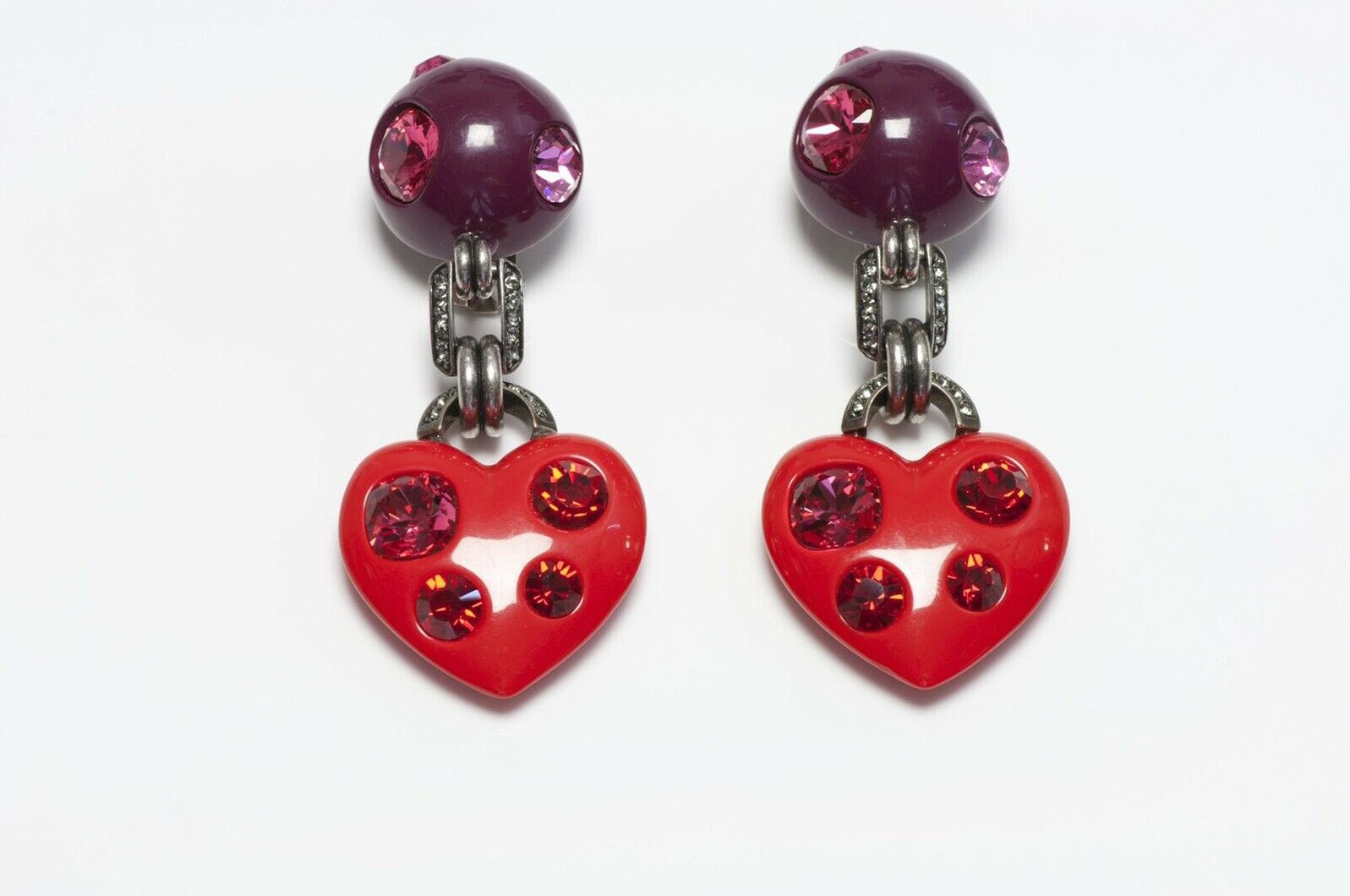 LANVIN Paris Crystal Heart Earrings