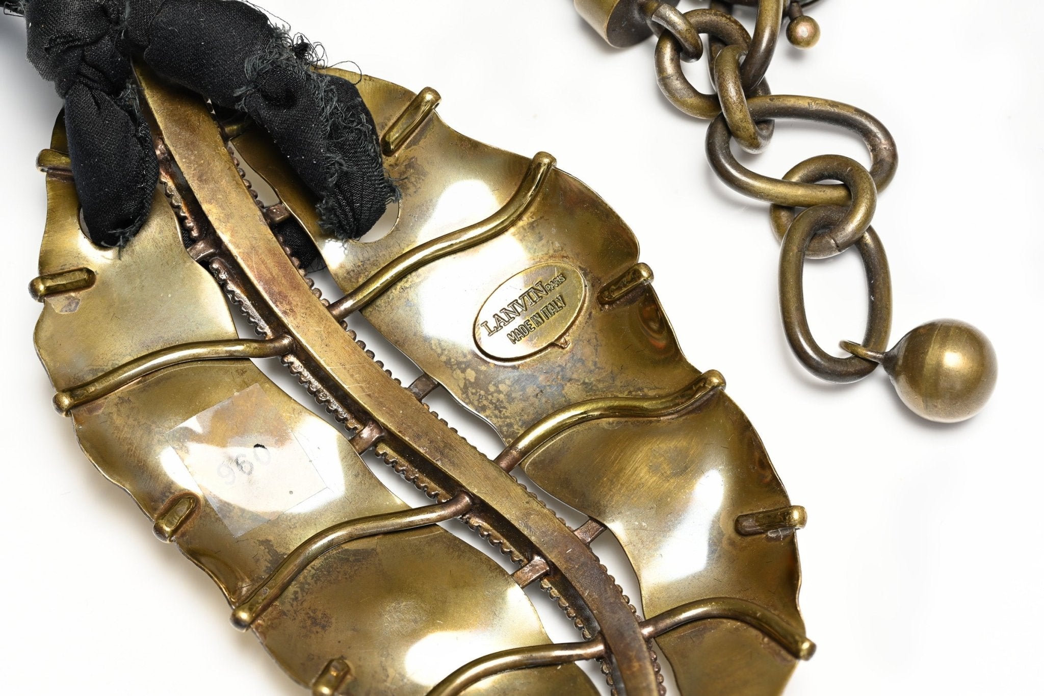 Lanvin Paris Spring 2011 Alber Elbaz Brass Crystal Leaf Necklace