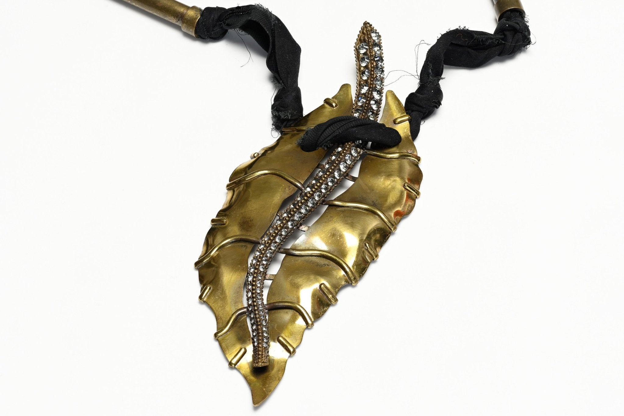 Lanvin Paris Spring 2011 Alber Elbaz Brass Crystal Leaf Necklace