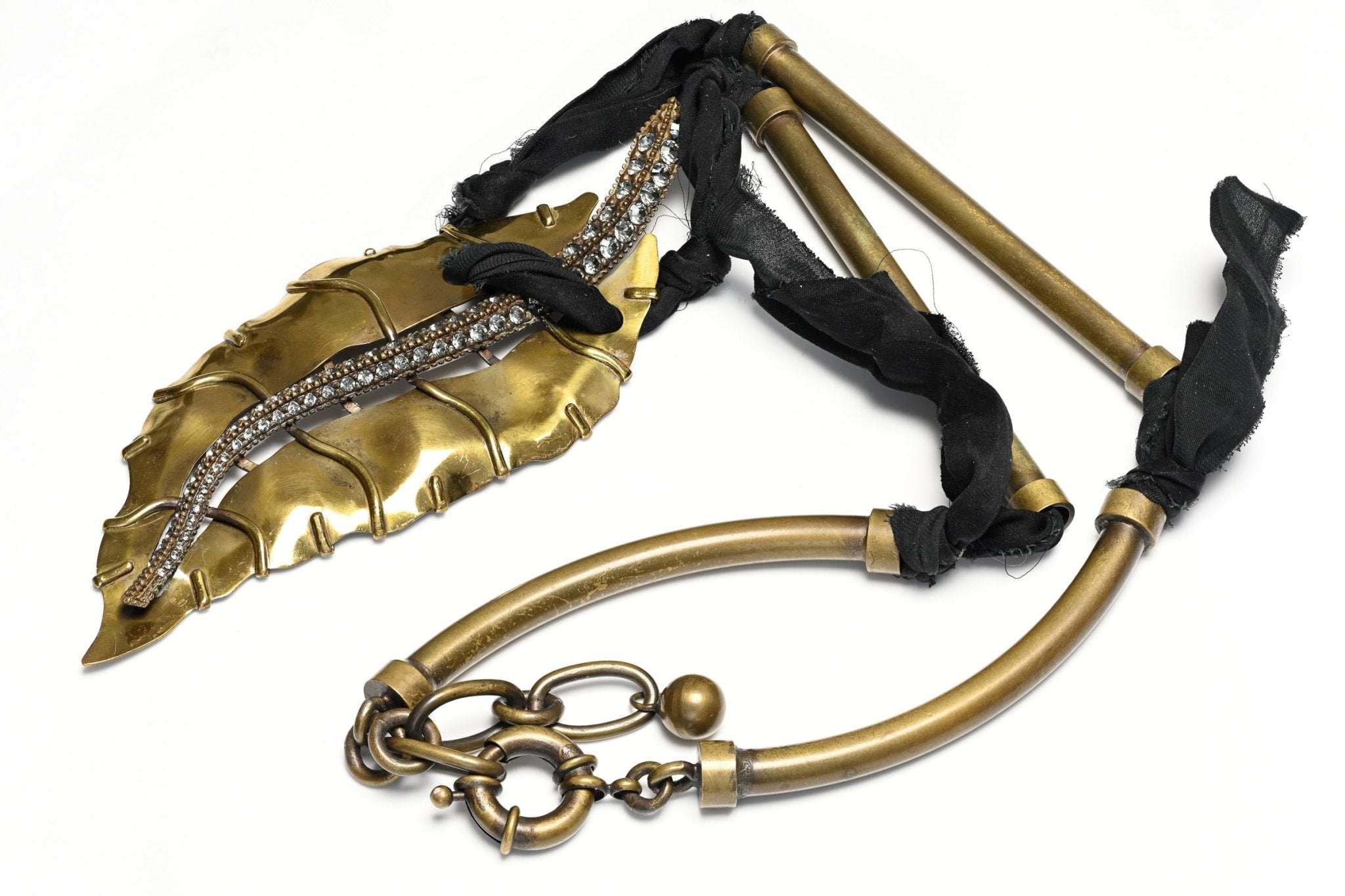 Lanvin Paris Spring 2011 Alber Elbaz Brass Crystal Leaf Necklace