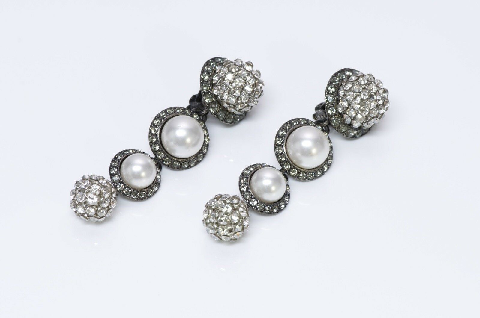 Lanvin Pearl Crystal Drop Earrings