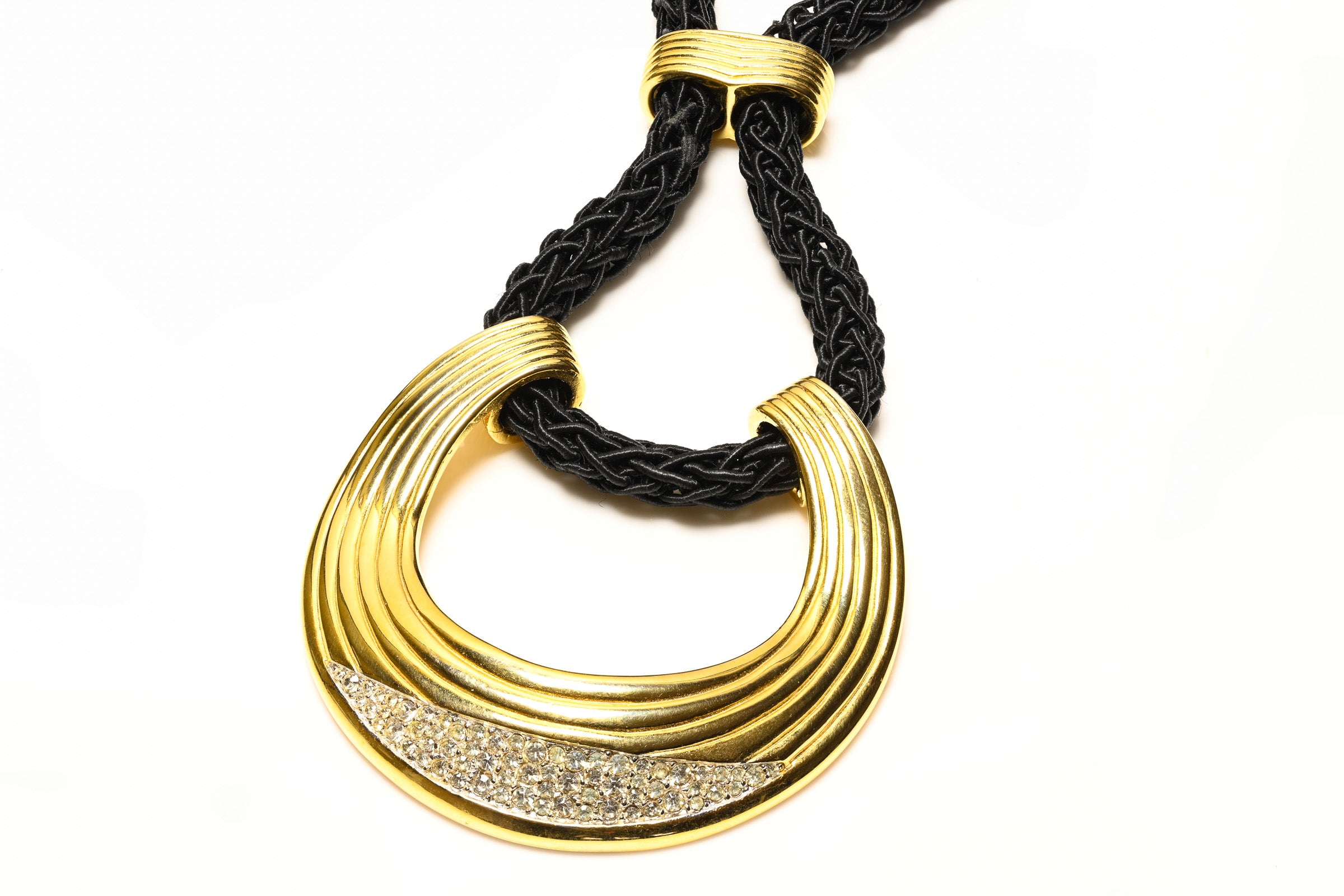 Vintage Lanvin Paris Gold Plated Crystal Rope Necklace