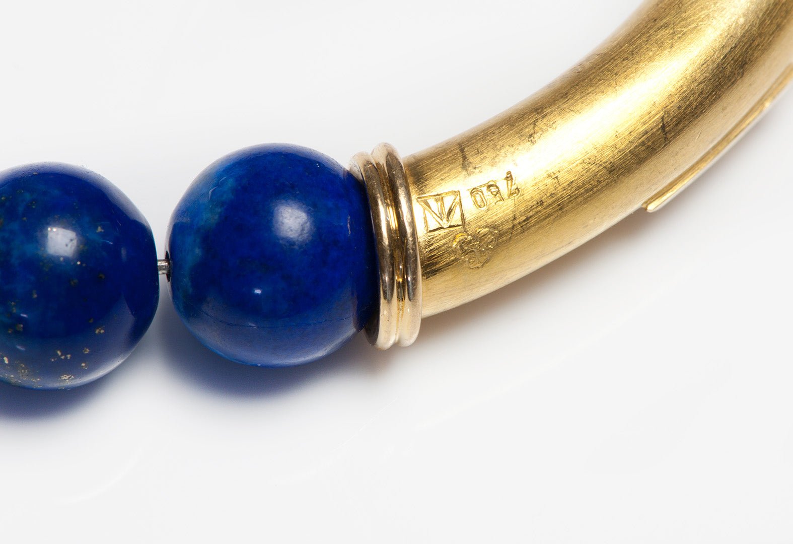 Lapis 18K Gold Diamond Bead Necklace
