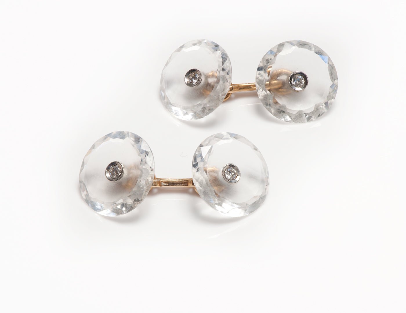 Larter & Sons Art Deco Crystal Gold and Diamond Cufflinks