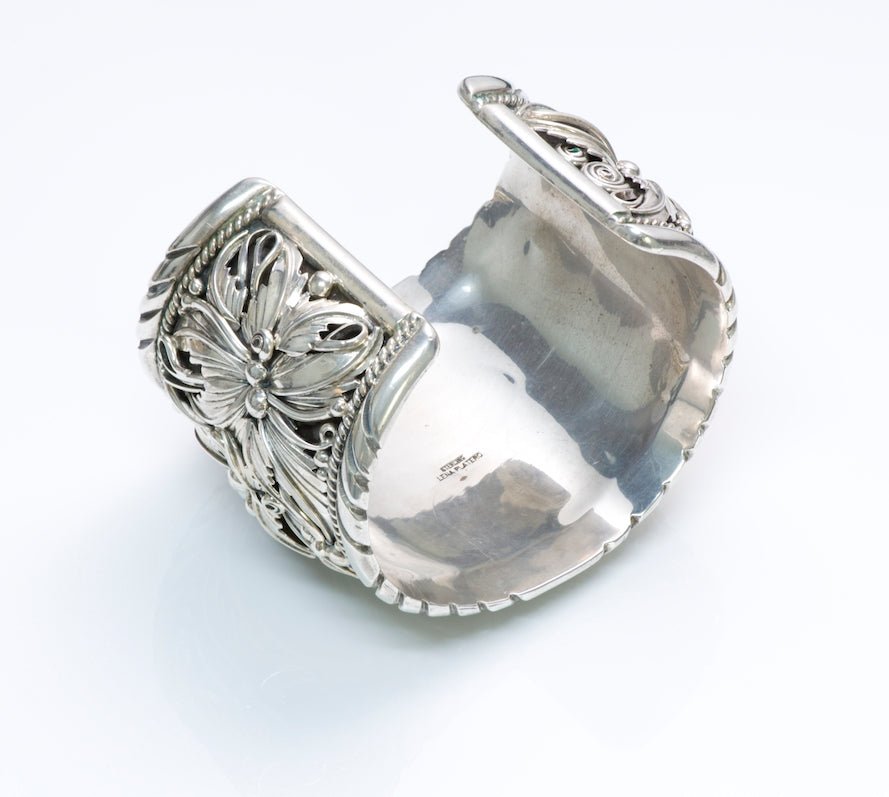 Lena Platero Navajo Coral Turquoise Silver Cuff