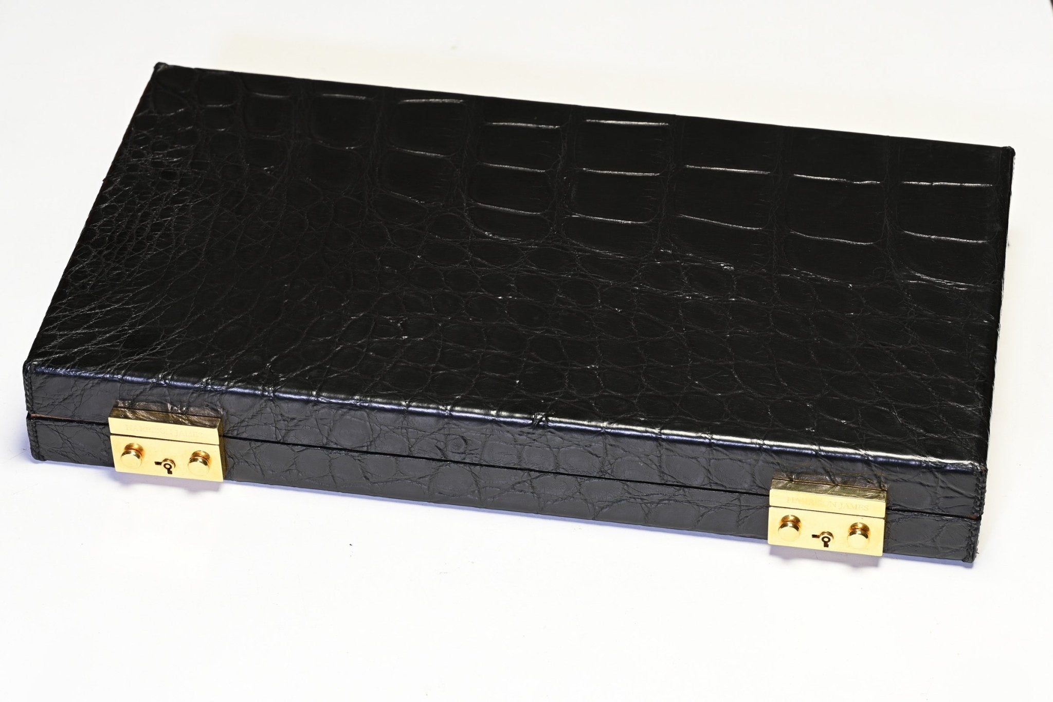 Limited Edition Harrison James Backgammon Black Brown Crocodile Set