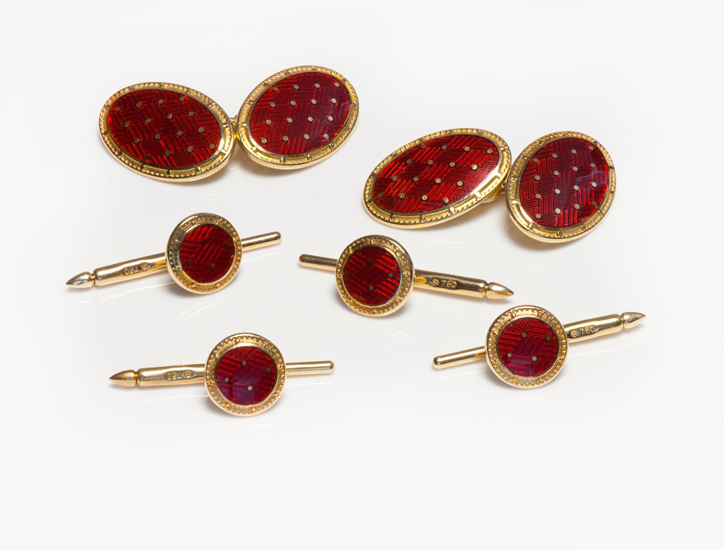 Longmire 18K Gold Enamel Cufflink and 4 Dress Set