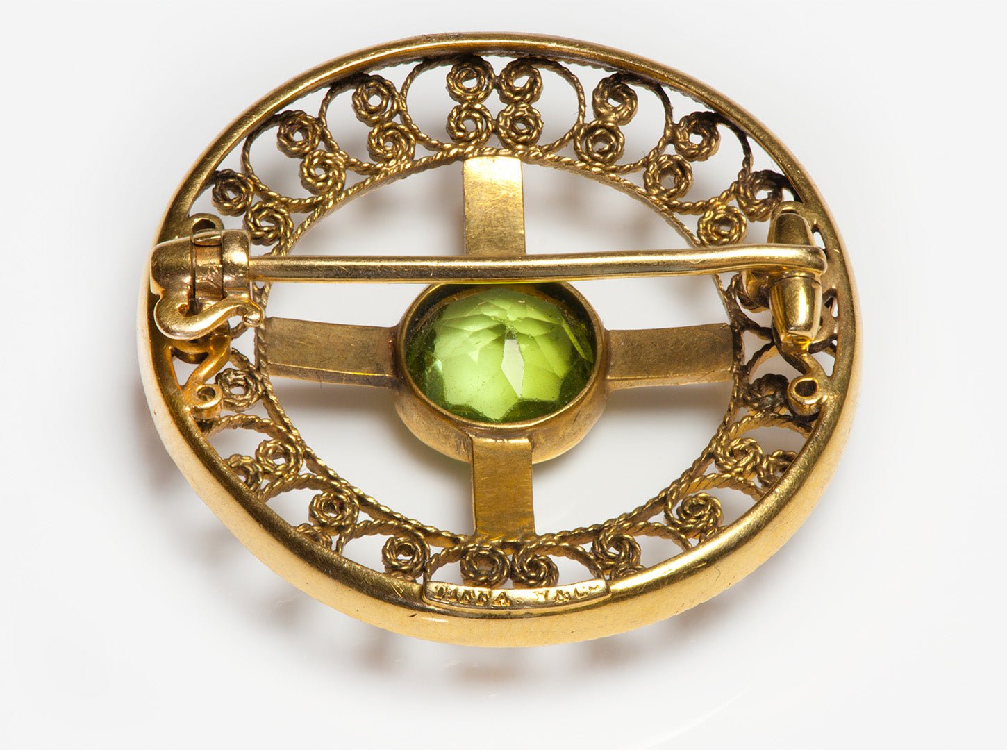 Louis Comfort Tiffany Gold Peridot Opal Brooch
