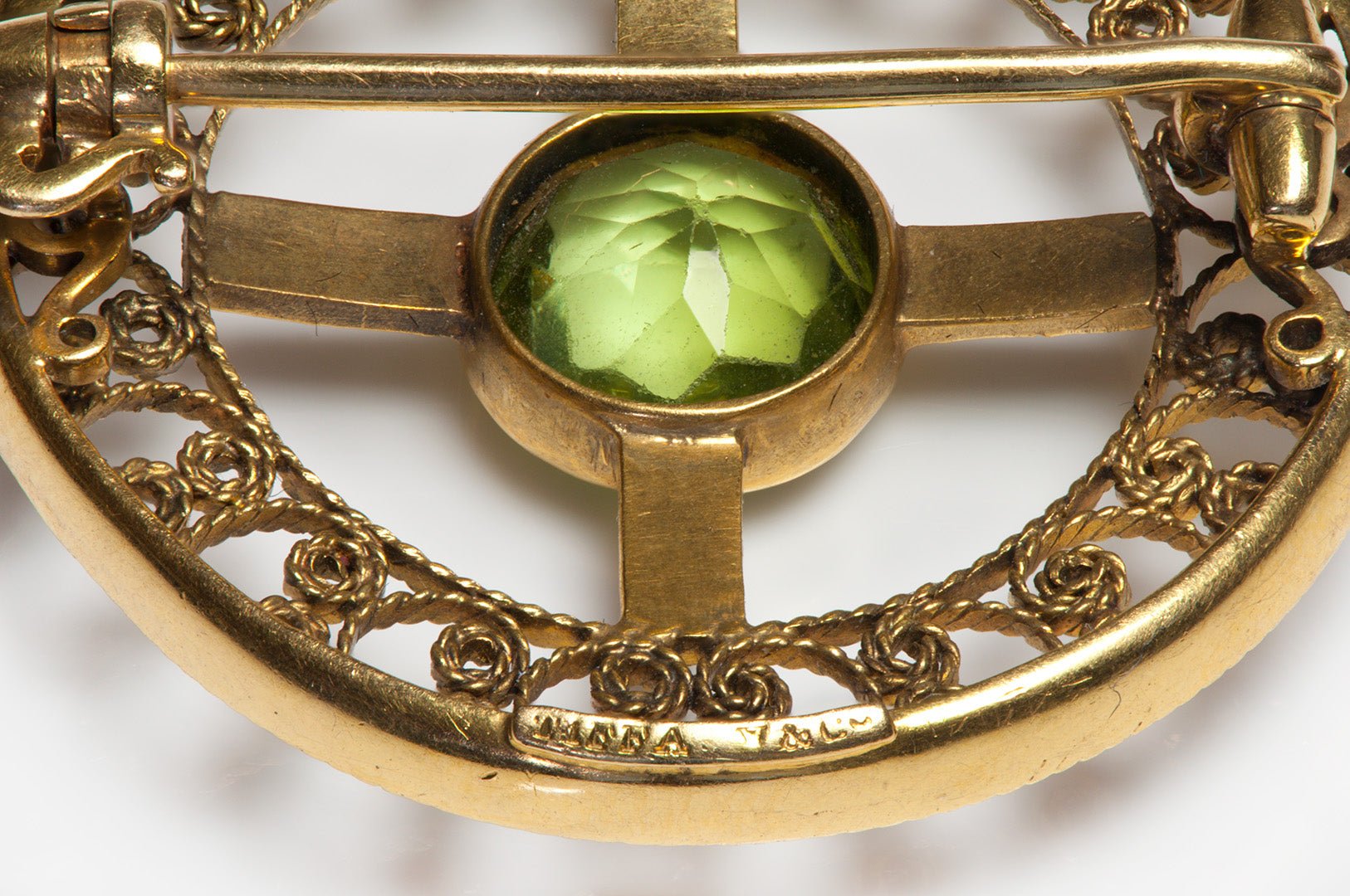Louis Comfort Tiffany Gold Peridot Opal Brooch