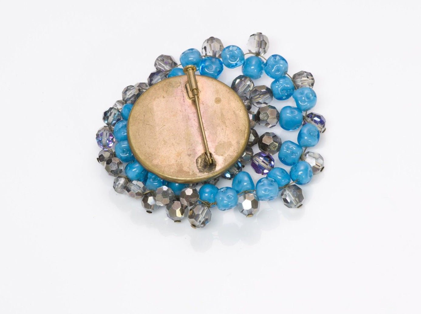 Louis Rousselet 1940’s Turquoise Glass Brooch