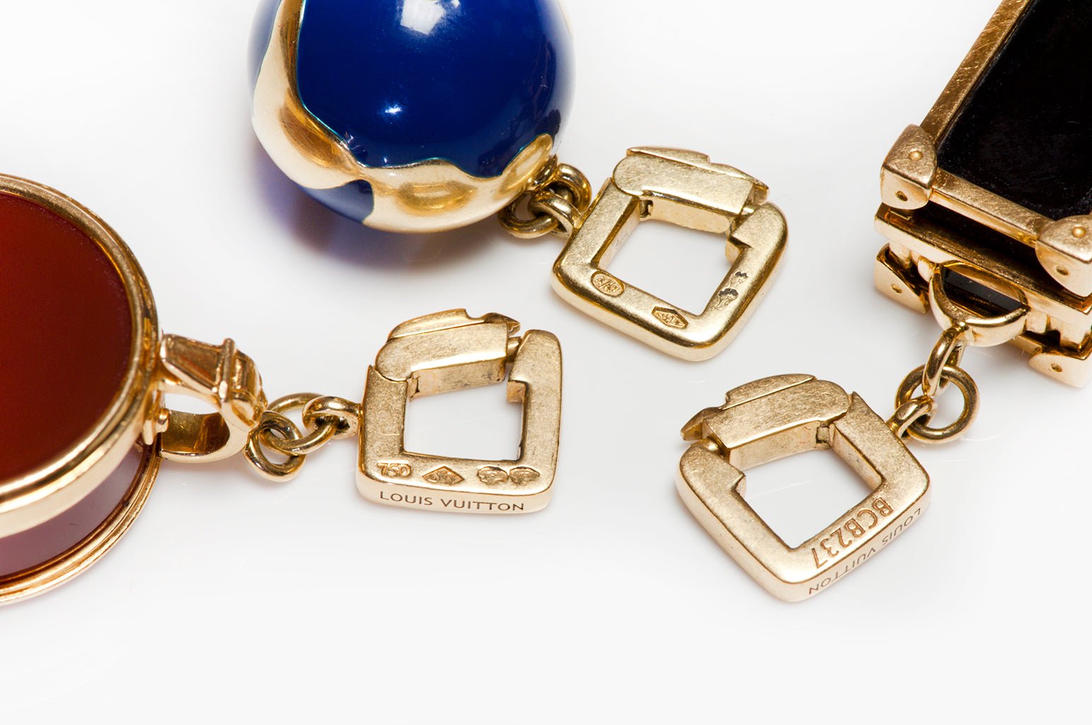 Louis Vuitton 18K Gold Luggage Padlock Charm Chain Bracelet